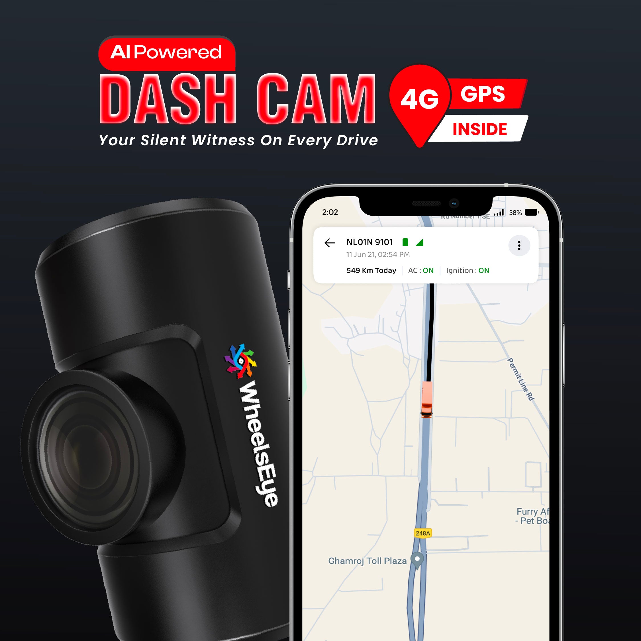 Smart Car Dashcam with SIM & GPS | Front Camera | Live Streaming, Real-Time Tracking | Low-Light Recording, G-Sensor Alerts | 128GB Expandable Storage