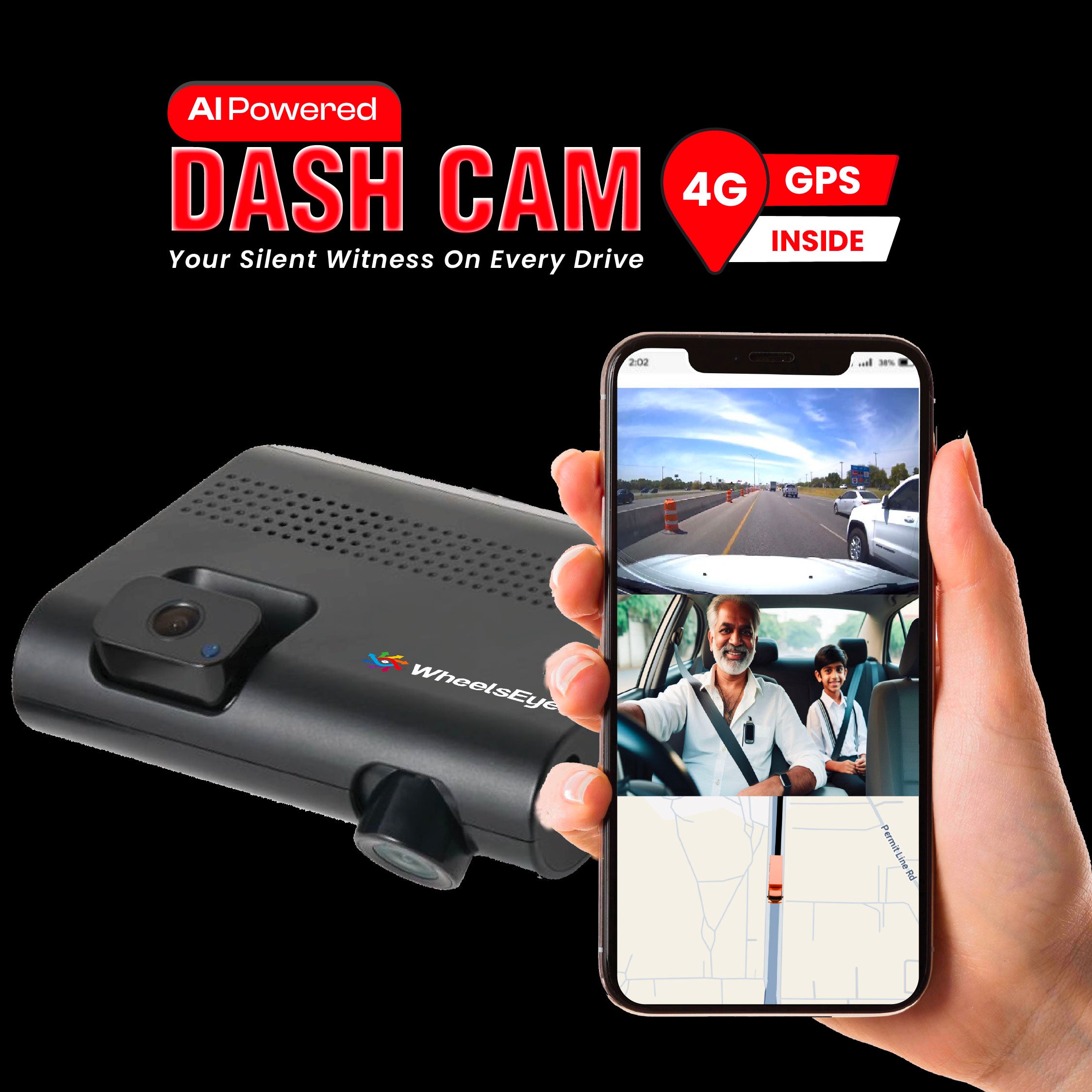 Smart Car Dashcam with SIM & GPS | Front Camera | Live Streaming, Real-Time Tracking | Low-Light Recording, G-Sensor Alerts | 128GB Expandable Storage